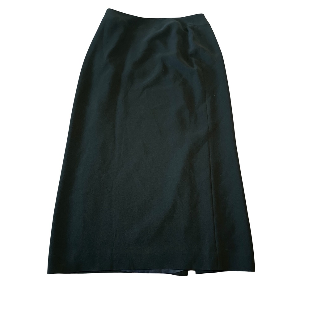 Kate Hill Petites Black Maxi Skirt High Waist Back Slit Size 12P Long Minimalist